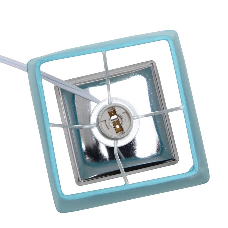 9.65" Compact And Chic Modern Square Chrome Accent Table Lamp, For Living Room, Bedroom, Office, Black Shade
