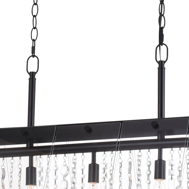 5 Light Linear Chandelier Pendant Light - Black Island Kitchen Dining Room Fixture - 20.75