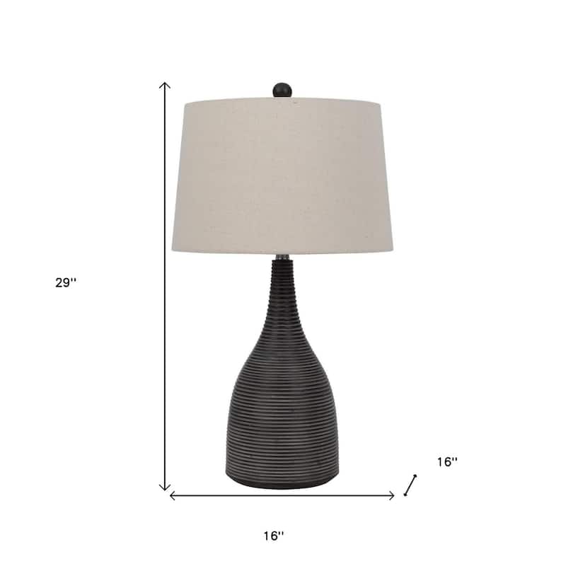 29" Black Ceramic Table Lamp with Beige Empire Fabric Shade and 3-Way Switch for Bedroom or Living Room - 29”H x 16”W x 16”D