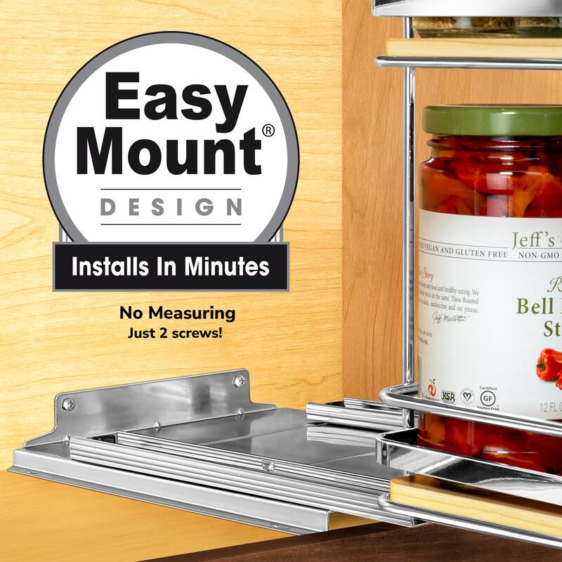 LYNK PROFESSIONAL® Élite™ Pull Out Spice Rack Organizer for Cabinet - 10-1/4 inch W - Lifetime Ltd Warranty, Wood- 2 Tier