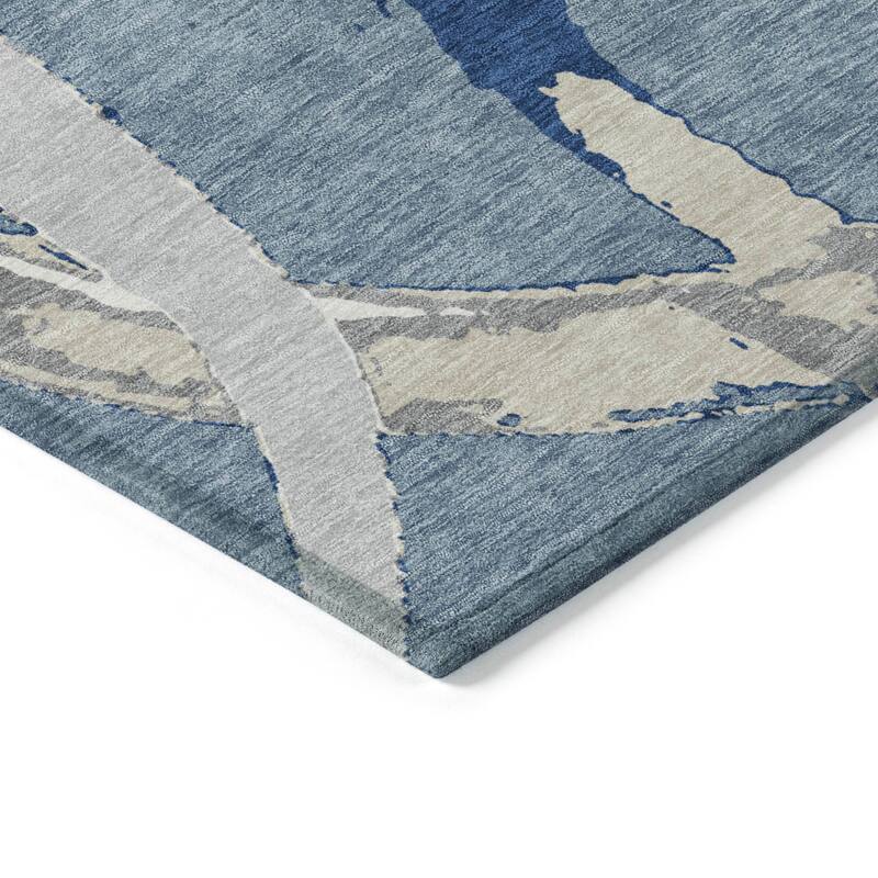 Machine Washable Indoor/ Outdoor Abstract Contemporary Chantille Rug