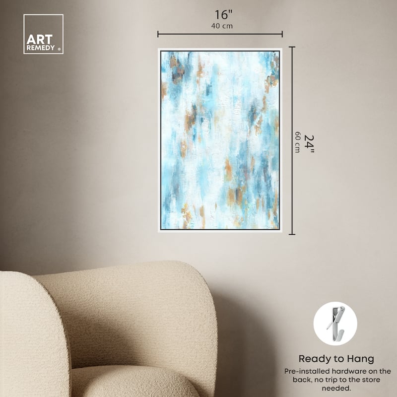 Art Remedy Textured Shades Framed Blue Abstract 1 Piece Canvas Wall Art