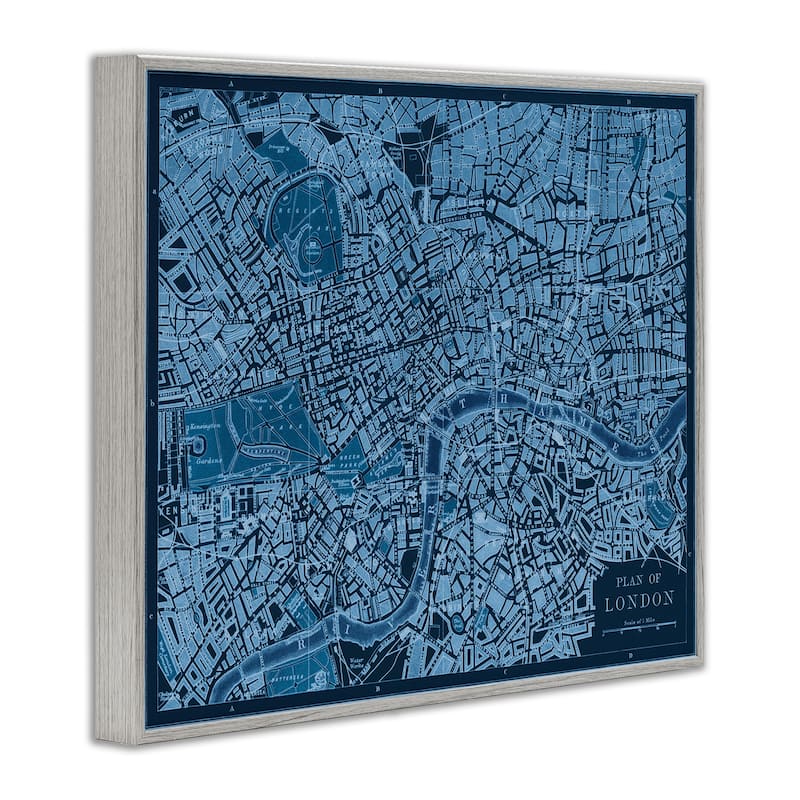Stupell Blue Detailed London Map Framed Giclee Art Design By Phillipa Katz