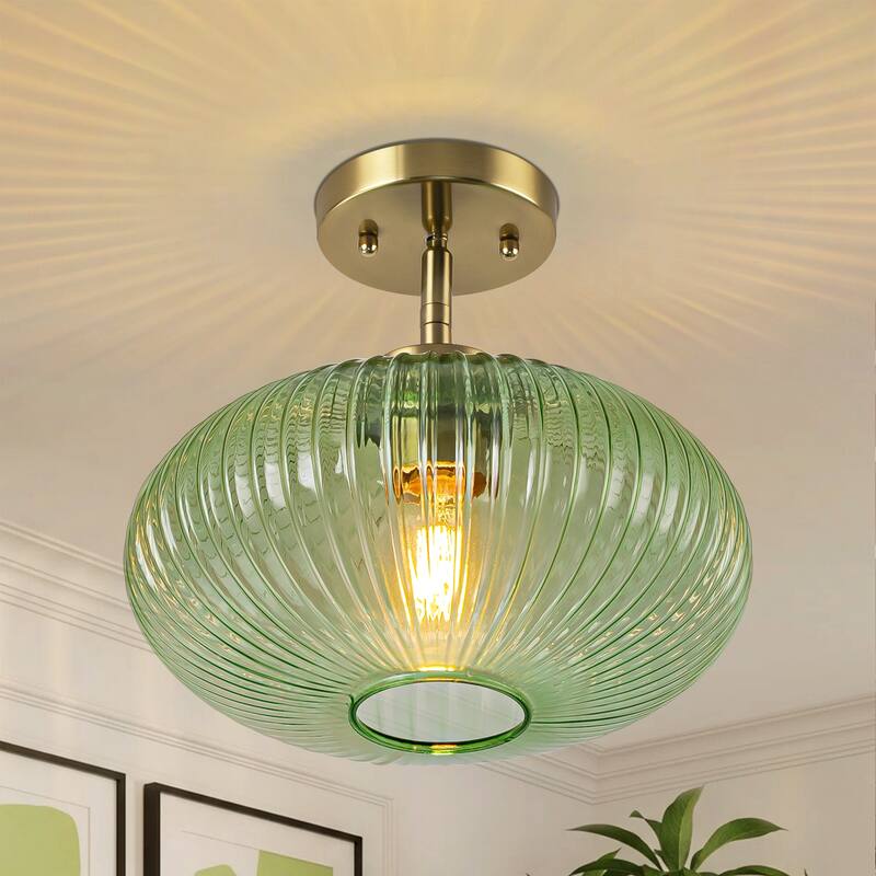 1 - Light Modern Glass Flush Mount Ceiling Light