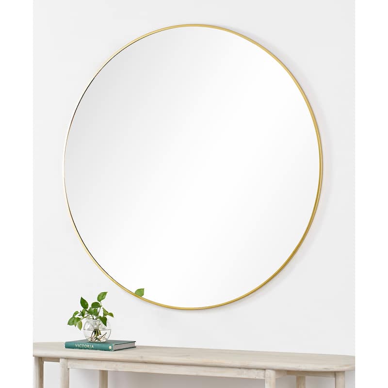 Framed Round Wall Mirror - 48" - Gold and Clear