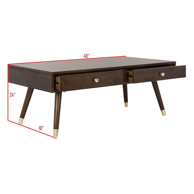 SAFAVIEH Levinson Mid-Century Gold Cap Coffee Table - 48" x 24" x 18"