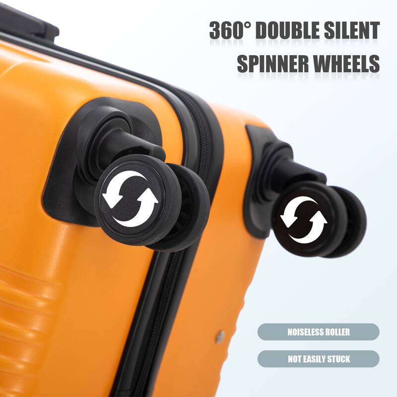 Anmytek 20"/24"/28" Orange Hardshell Luggage Set 3 Piece Spinner Wheels TSA Lock Carry On Check In Travel