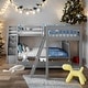 preview thumbnail 31 of 44, L-Shaped Twin over Full Bunk Bed With 3 Drawers,Ladder and Staircase Grey