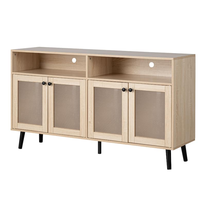 Furniture of America Boone Modern Natural 56-inch 4-Door TV Stand with Cable Management