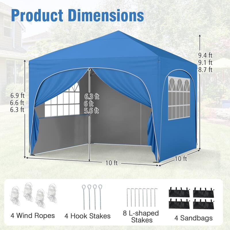 10x10 Pop Up Canopy Tent with Sidewalls for Outdoor Events and Parties