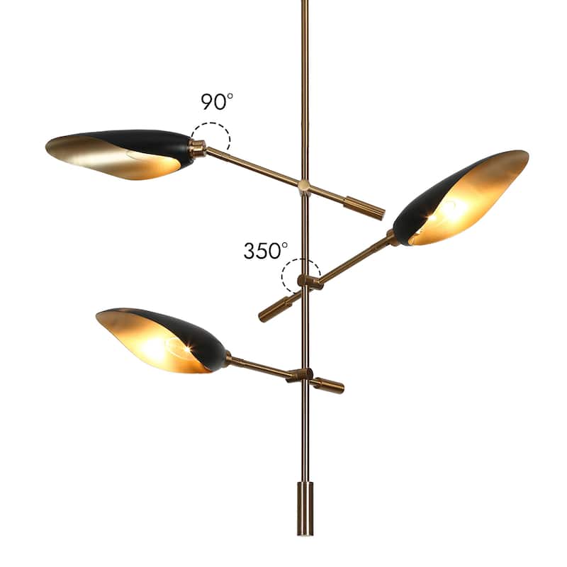 Modern Multi-Light Large Black Gold Sputnik Chandelier Metal Pendant Lights for Dining Room