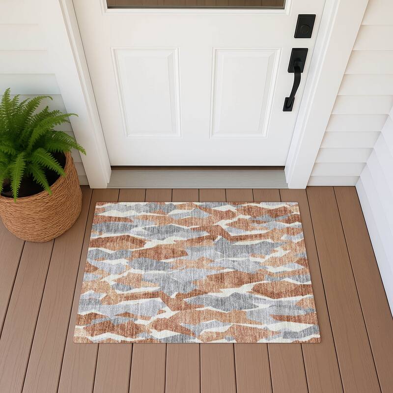 Machine Washable Indoor/ Outdoor Contemporary Dylan Chantille Rug - Paprika - 1'8" x 2'6"