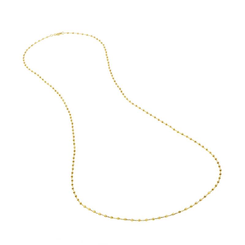 Curata 14k Yellow Gold 2.5mm Diamond Cut Bead Stations Chain Necklace