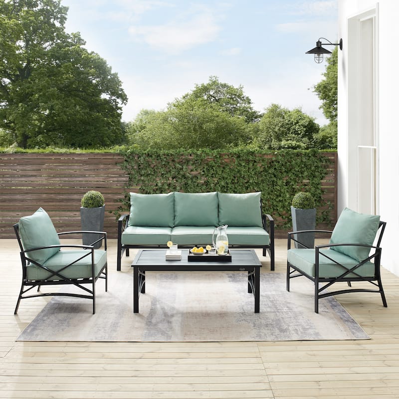 Crosley Kaplan 4Pc Outdoor Sofa Patio Furniture Set - 147 W x 68.5 D x 32 H