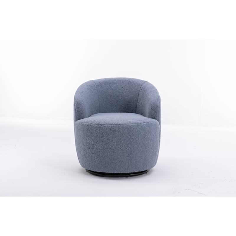 Wool Swivel Barrel Chair with 360° Rotation & Metal Base