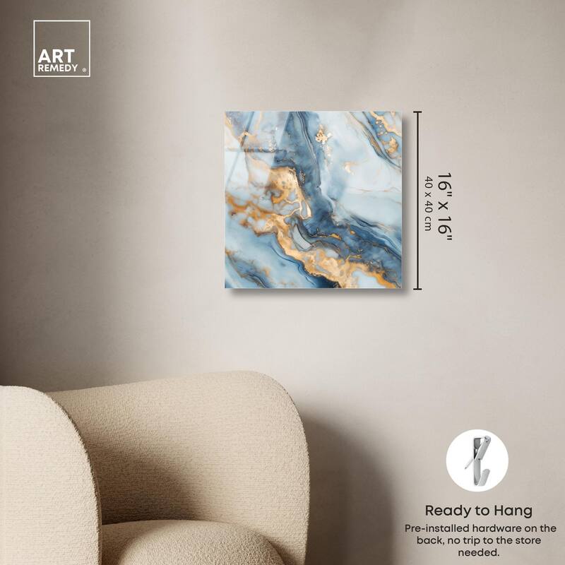 Golden Cloud Marble Acrylic by Art Remedy, Ready to Hang