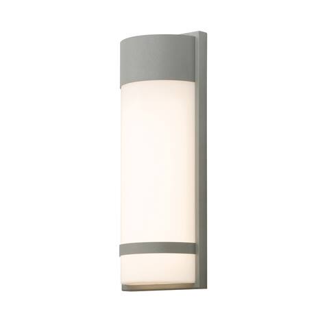 Paxton 18-inch ADA Textured Grey LED Outdoor Sconce, White Acrylic Shade