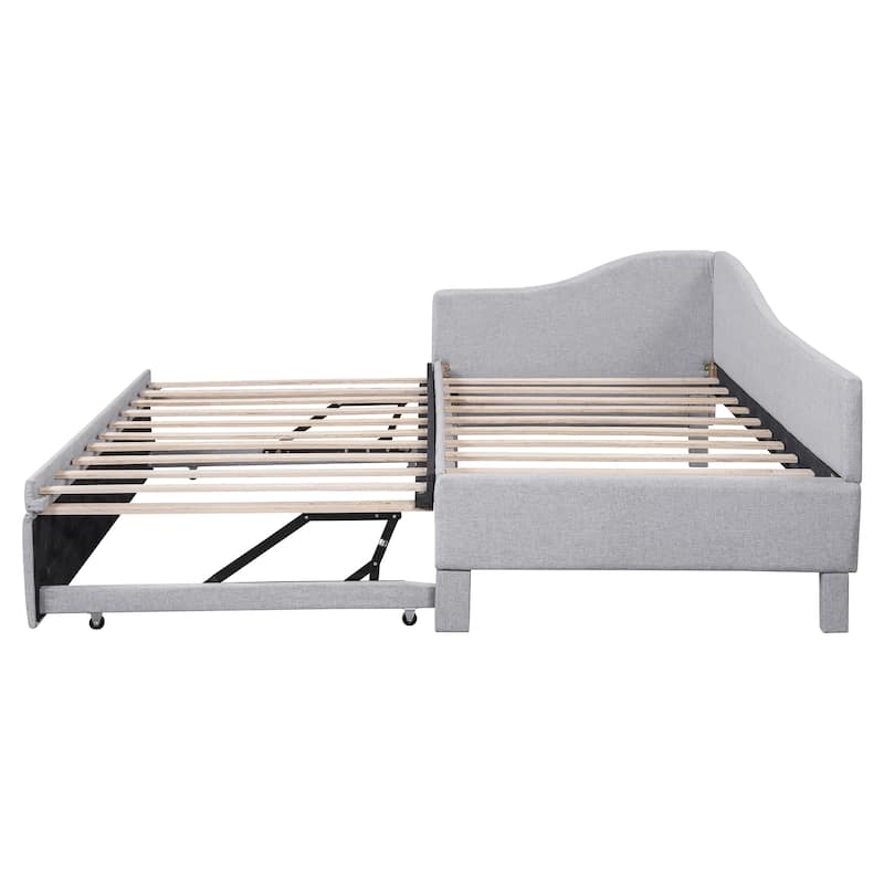 Twin-to-King L-Shaped Upholstered Daybed with Pop-Up Trundle by Harper&Bright Designs