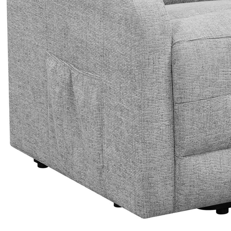 Fabric Power Lift Massage Chair with Tufted Stitched Accent, Gray