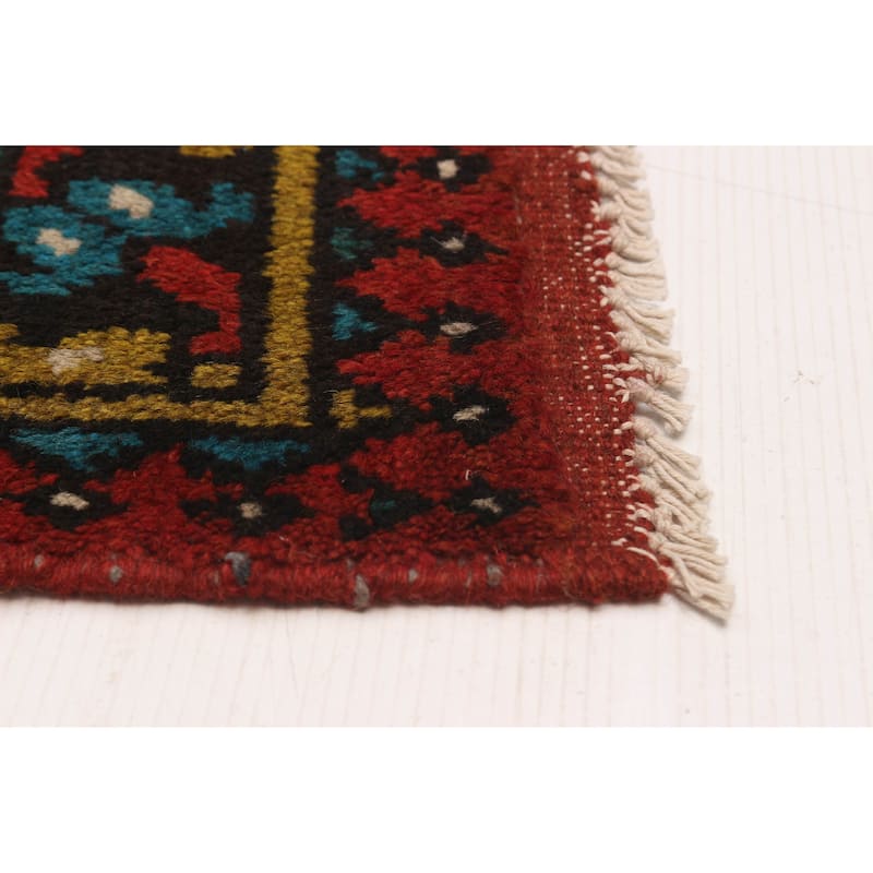 ECARPETGALLERY Hand-knotted Uzbek Kargahi Red Wool Rug - 6'8 x 9'6