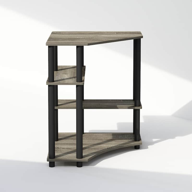 4 Tiers Wood Household Shelving Unit in French Oak/Black (31.1 in. W x 28.5 in. H x 22.5 in. D) - 31.1