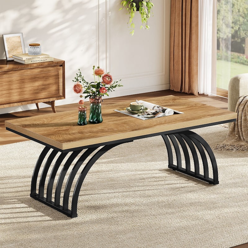 47-Inch Wood Coffee Table, Rustic Rectangular Center Tea Table