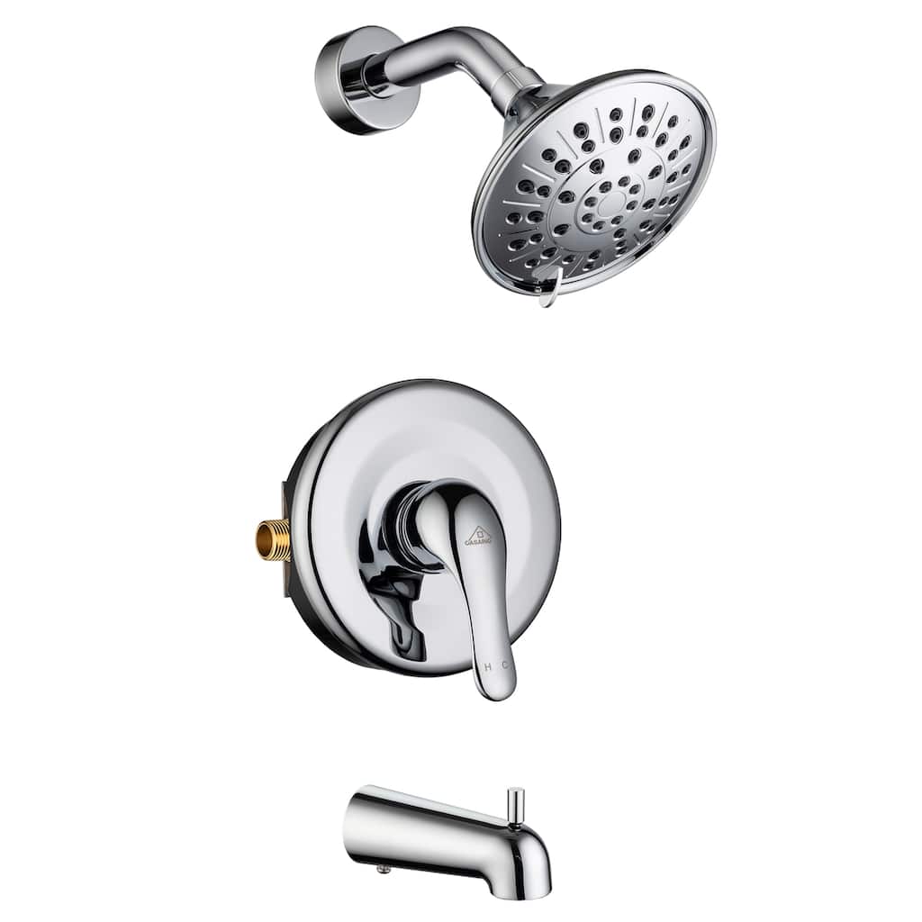 Single Handle 3-Spray Wall Mount Tub and Shower Faucet with Pressure Balanced Valve - 4.84" x 4.84"