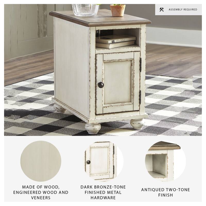 Realyn White/Brown Traditional Chair Side End Table