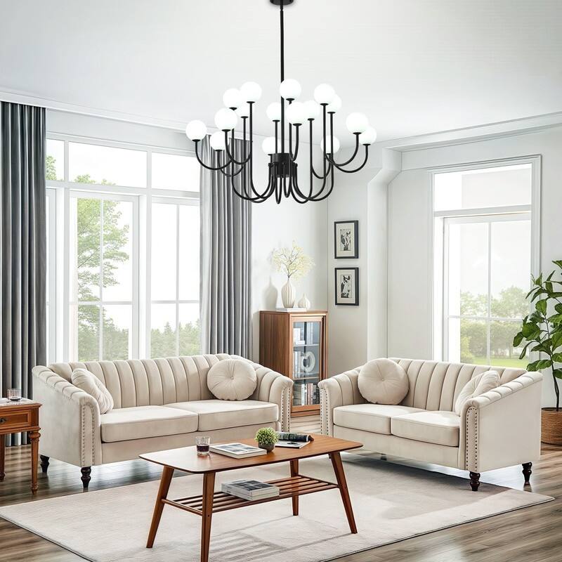 Modern Sputnik Chandelier Linear Chandeliers with Frosted Glass Globe - 16 lights - 36.6 in