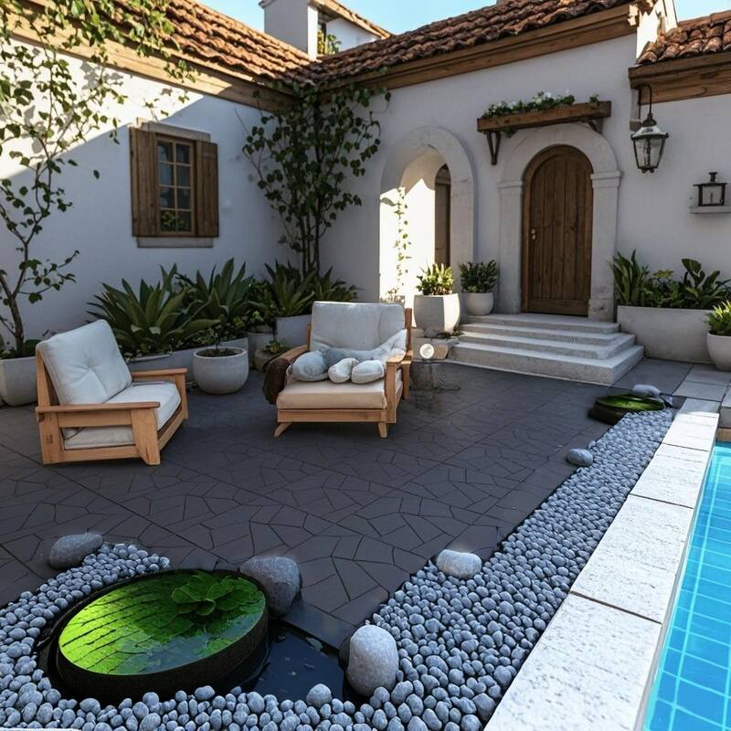 44 Pieces Interlocking Wood-Plastic Deck Tiles 11.8"x11.8" for Patio Balcony and Outdoor Flooring