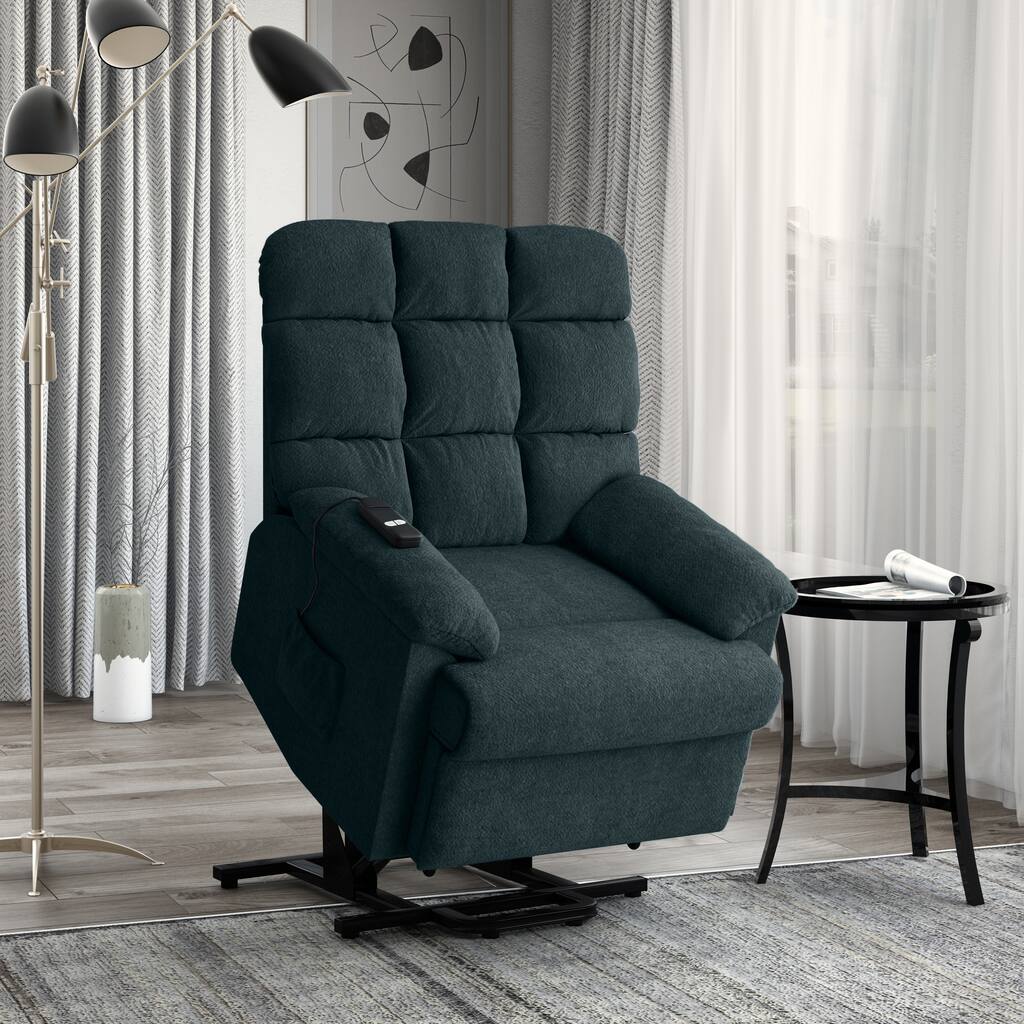 ProLounger Power Recline and Lift Chair in Blue Microfiber