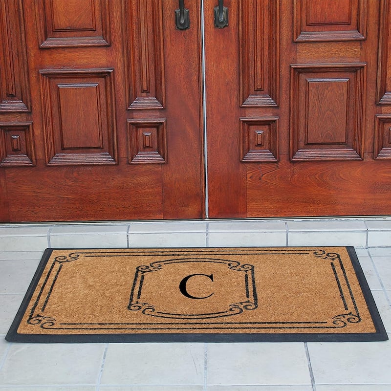 A1HC Natural Coir Monogrammed Door Mat For Front Door, 30"x48"