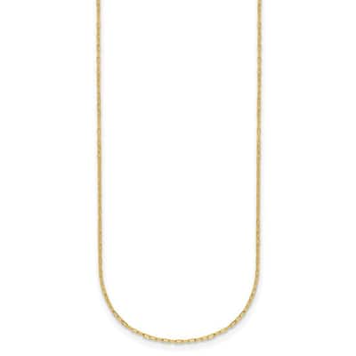 Curata Italian 14k Yellow Gold 0.9mm Diamond Cut Cable Chain Necklace (Lobster)