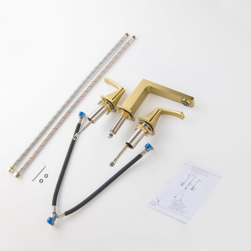 4.72"H Stainless Widespread 2-Handle Bathroom Sink Faucet