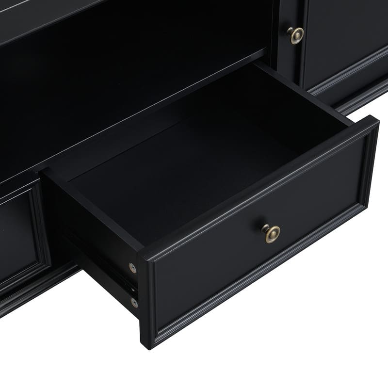 70.9'' Modern TV Stand for TVs up to 80 Inches, Entertainment Center with Open Compartment, TV Storage Cabinet with 2 Drawers