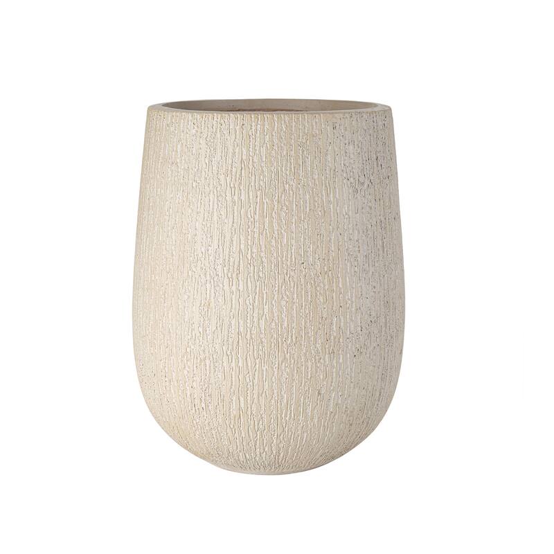 Egg-Shaped Lightweight MGO Outdoor Planter Set of 3,Modern Stone-Look Textured Flower Pots with Drainage Holes and Rubber Plug