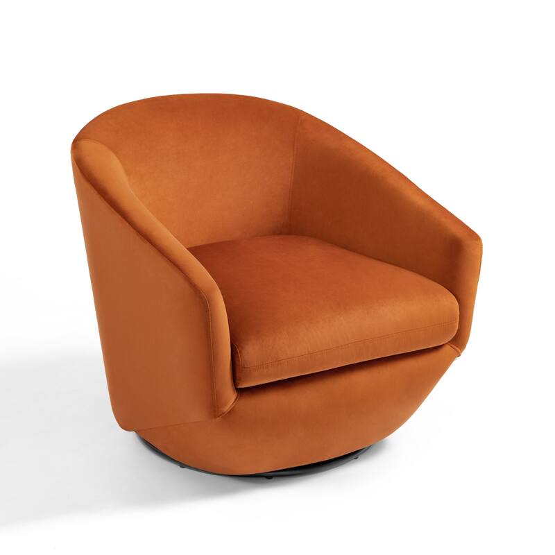 Vegan Leather Upholstered Swivel Barrel Accent Chair
