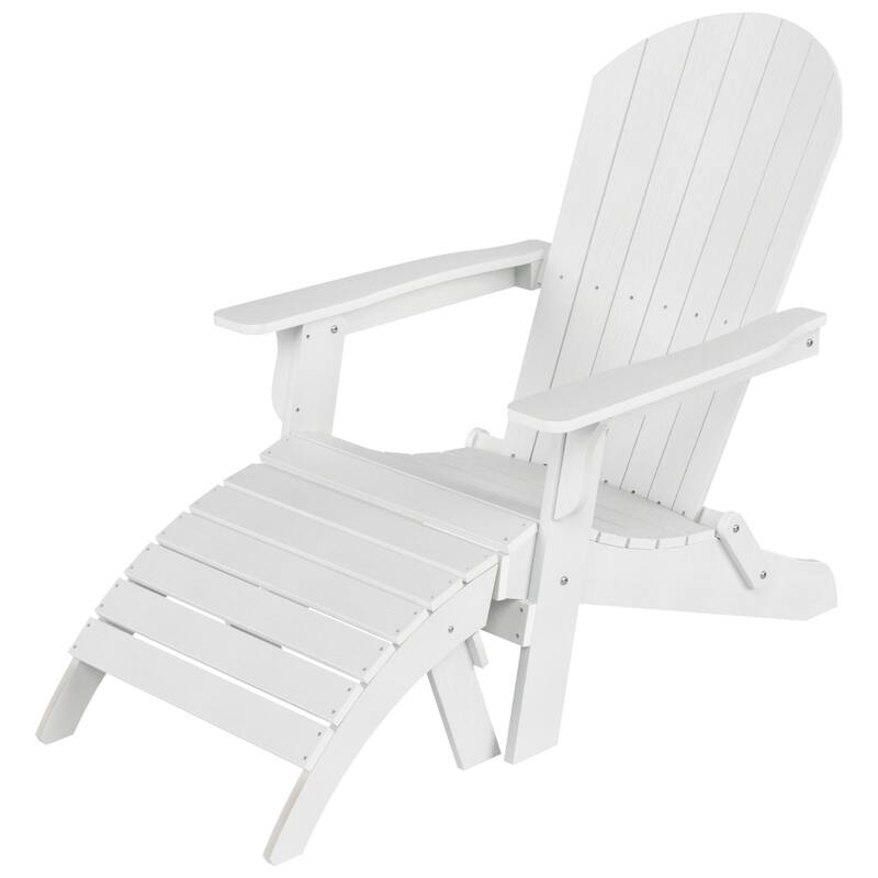 Vineyard HIPS Outdoor Folding Eco-Friendly All Weather Seashell Adirondack Chair with Ottoman (2-Piece Set)