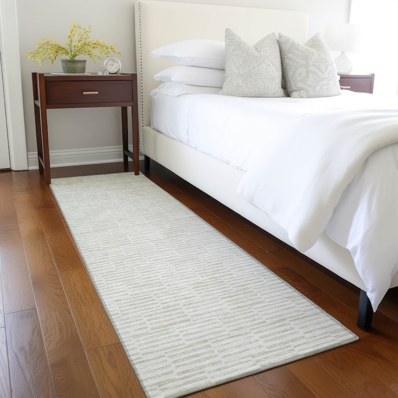 Machine Washable Indoor/ Outdoor Chantille Stripe Blocks Rug