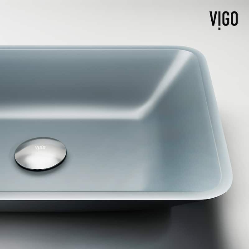 VIGO Sottile 18"L x 13"W x 4"H Glass Rectangular Vessel Bathroom Sink