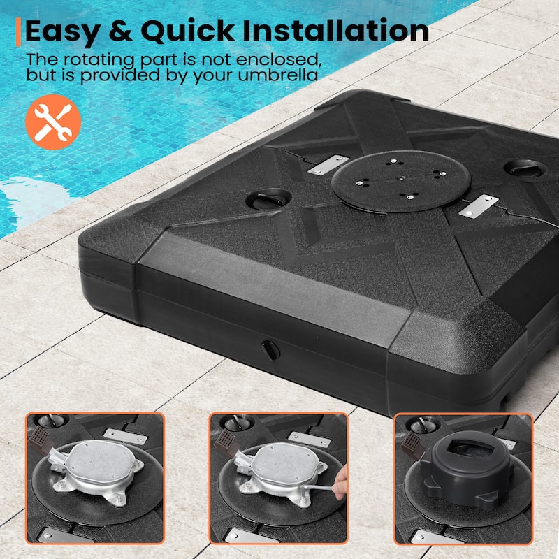 Pellebant 220 lbs Patio Cantilever Umbrella Base with Wheels - N/A
