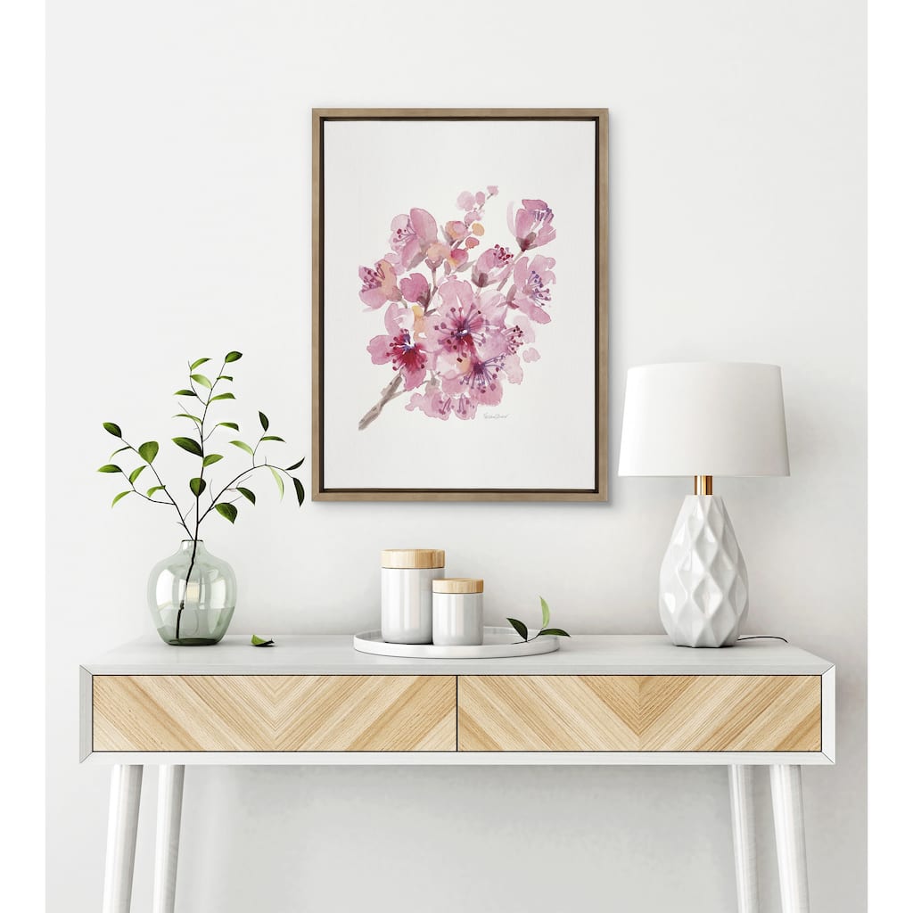 Kate and Laurel Sylvie Cherry Blossom 2 Framed Canvas by Patricia Shaw
