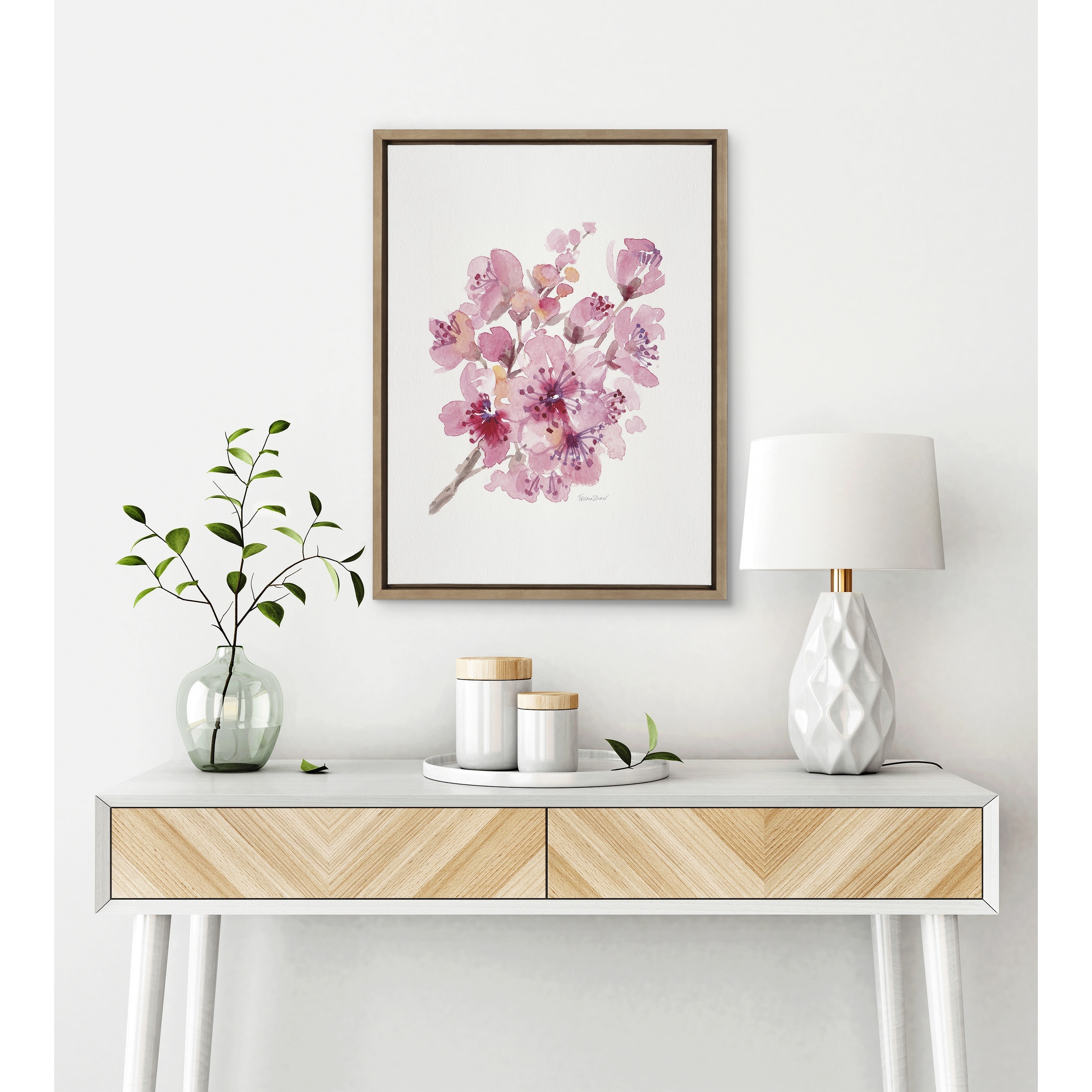 Kate and Laurel Sylvie Cherry Blossom 2 Framed Canvas by Patricia Shaw