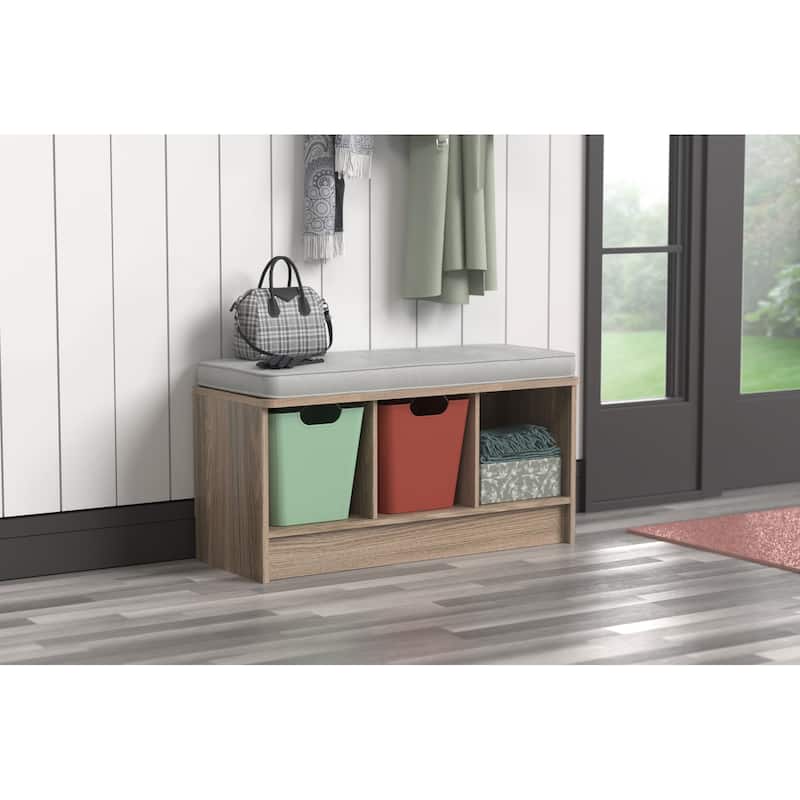 Porch & Den Southbrook 3-cube Storage Bench w/ Grey Cushion