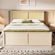 preview thumbnail 12 of 16, Queen Size Solid Pine Wood Platform Kids Bed Frame with 4-Drawers and Rattan Headboard for Bedroom, Easy to Assemble, Espresso