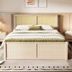 preview thumbnail 38 of 46, Rattan Platform Bed Frame with 4 Storage Drawers and Wooden Rattan Headboard for Kids, No Box Spring Needed