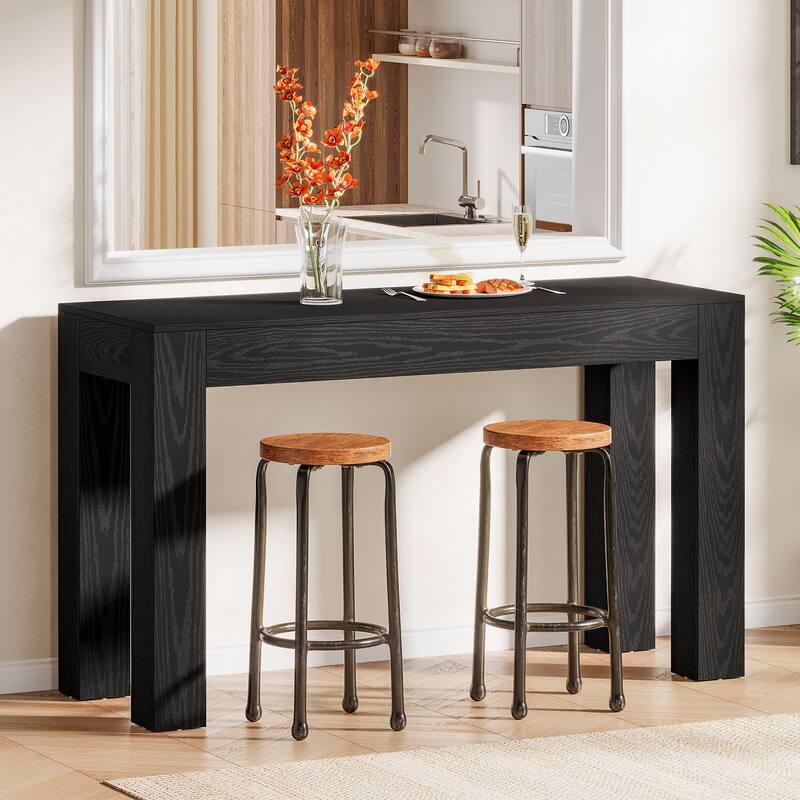 63" Rectangular Dining Table, Wooden Kitchen Table for Family Meals, Apartment & Small Spaces