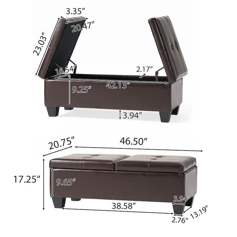 Merrill Chocolate Brown Leather Storage Ottoman by Christopher Knight Home