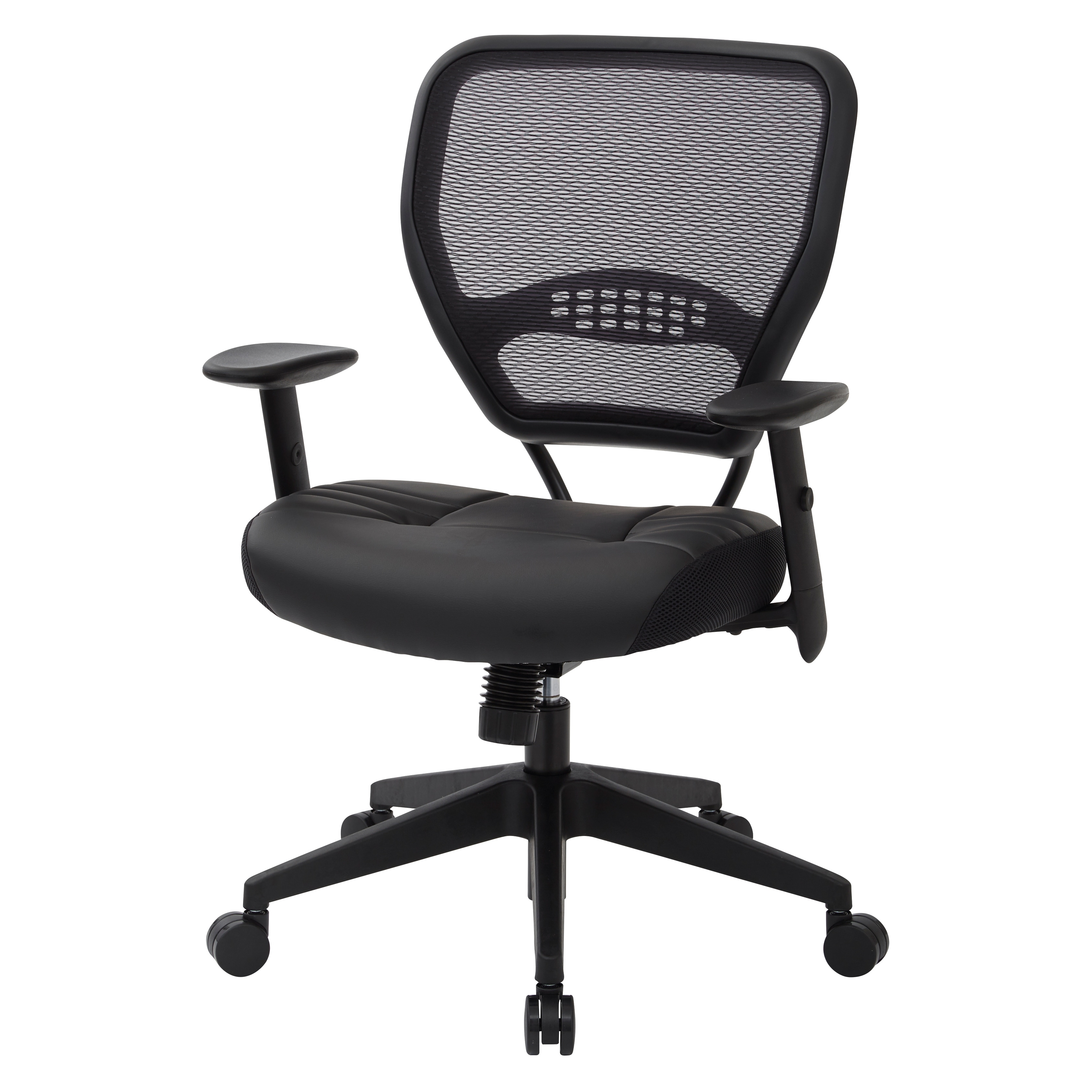 OSP Professional Office Chair with Black Bonded Leather Seat and Lumbar Support and Adjustable Height