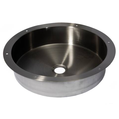 Round 15-in Stainless Steel Undermount Sink in Black with Drain
